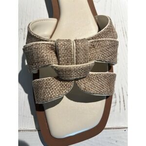 New Womens Vince Camuto Byrdy Linen Rafia Comfort Slide Sandals Size 8.5M